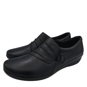 Clarks Black Everlay Heidi Slip On Comfort Shoes Loafers size 10